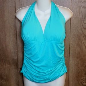 La Blanca Turquoise Blue Halter Tankini Top 14